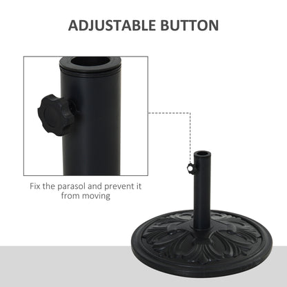 Outsunny 13kg Round Parasol Base Sun Umbrella Weight Stand Holder Patio Outdoor Garden, Black 