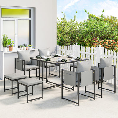 Outsunny Nine-Piece Steel Frame Garden Dining Set - Dark Grey 