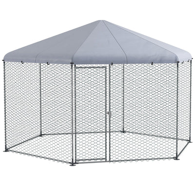 PawHut Chicken Coop for 10-15 Chickens, Hens, Rabbits, Ducks, Outdoor Garden Chicken Run, 4 x 3.5 x 2.6m 