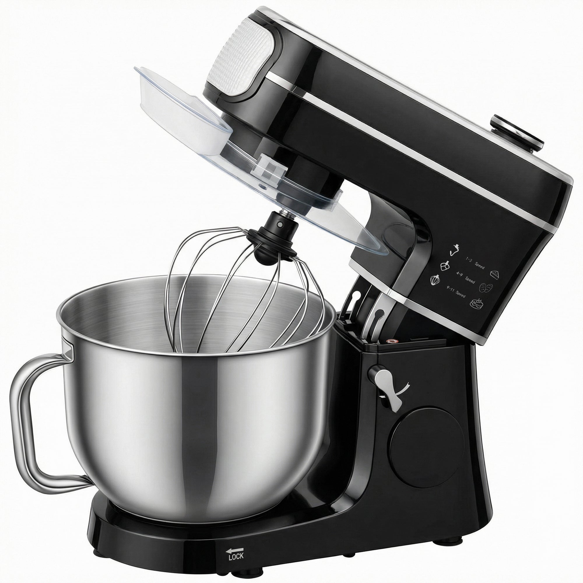 HOMCOM Stand Mixer, 6L 1400W Tilt-Head Food Mixer with 11 Speeds, Pulse & Fermentation Function, LED Display, Black 