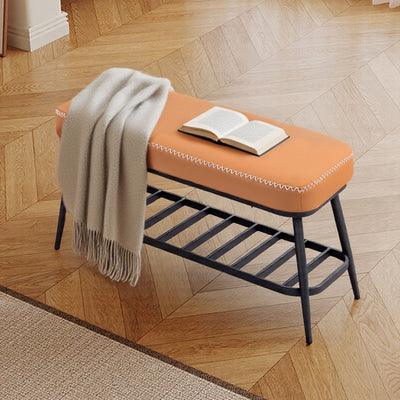HOMCOM PU Leather Shoe Storage Bench - Brown 
