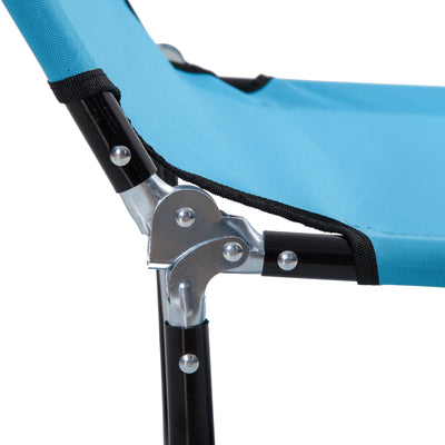 Outsunny Foldable Sun Lounger Set of 2 with 5-Position Adjustable Backrest, Outdoor Portable Recliner Chaise Lounge Chair with Breathable Mesh Fabric, Sky Blue 