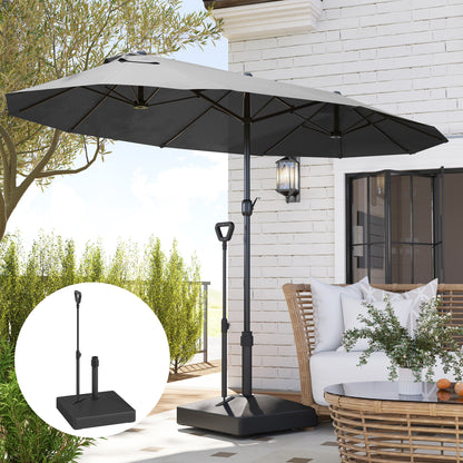 Outsunny Garden Parasol Base with Adjustable Wheels and Handle, Garden Sun Umbrella Base Parasol Stand, Filled Up to 55kg with Stand, 45kg with Water for Garden Poolside, Black