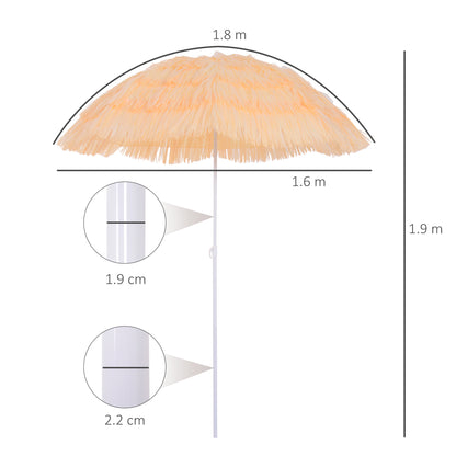 Outsunny 1.6m Patio Garden Hawaii Beach Sun Umbrella Sunshade Hawaiian Folding Tilting Crank Parasol (Wheat) 