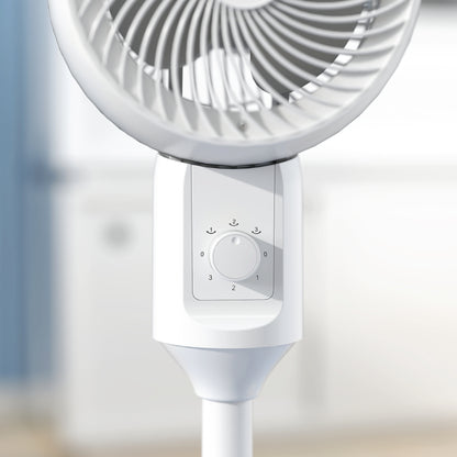 HOMCOM 9'' Air Circulator Fan 3 Speed, 70\'c2\'b0 Oscillation 90\'c2\'b0 Vertical Tilt, Carry Handle, Pedestal Fan, Pedestal Fan for Living Room, Bedroom, Office, White