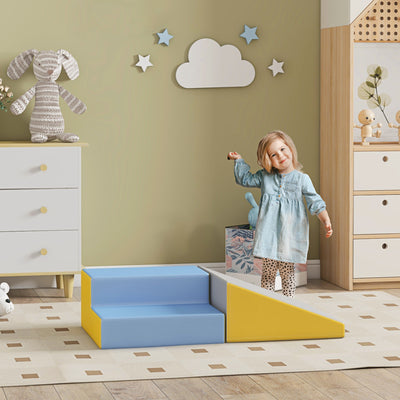 HOMCOM 2 Piece Soft Play Set for Toddler Climb and Crawl, for 12-36 Months, Grey 