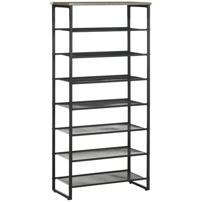 HOMCOM 8-Tier Shoe Rack, Shoe Storage Organizer with Mesh Shelves, Free Standing Shoe Shelf Stand for 21-24 Pairs of Shoes for Entryway, Hallway, Closet, Grey 