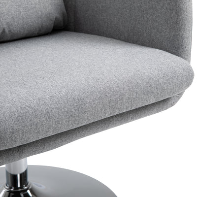 HOMCOM Swivel Linen Fabric Accent Chair for Living Room Contemporary Vanity Armchair with Adjustable Height Thick Cushion Lumbar Support Armrest for Bedroom Office Light Grey 