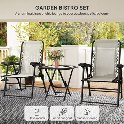 Outsunny Three-Piece Garden Table and Chair Set - Cream White 