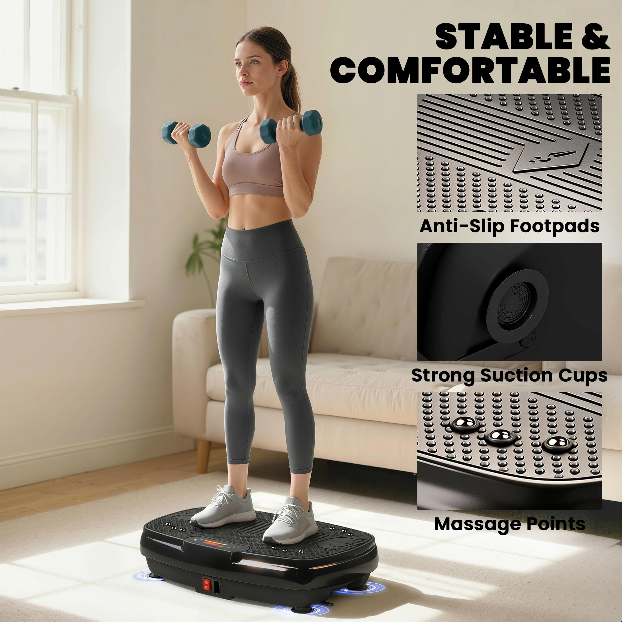 SPORTNOW Vibration Plate Exercise Machine with 120 Speed Levels, 5 Programs, Quiet Vibrating Plate with Resistance Bands 