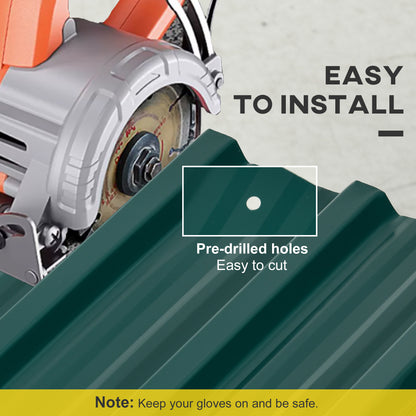 Outsunny Corrugated Roofing Sheets, Pack of 24, Galvanised Metal Roofing Sheets for Greenhouse, Garage, Storage Shed, Carport, 129 x 45cm, Green 