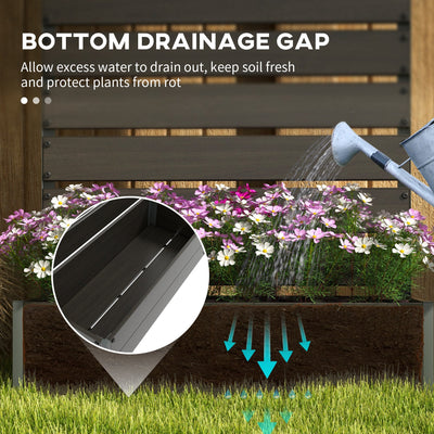 Outsunny Raised Bed for Garden, Planter with Trellis for Climbing Plants, Vines, Planter Box with Drainage Gap, Black 