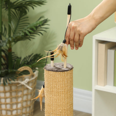 PawHut 78cm 2-in-1 Cat Scratching Post with 3 Toy Feathers, Brown 