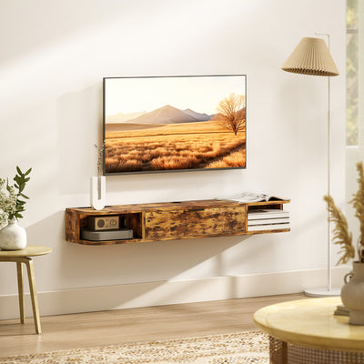 HOMCOM 120 cm Floating TV Unit for TVs up to 50 Inch - Rustic Brown 