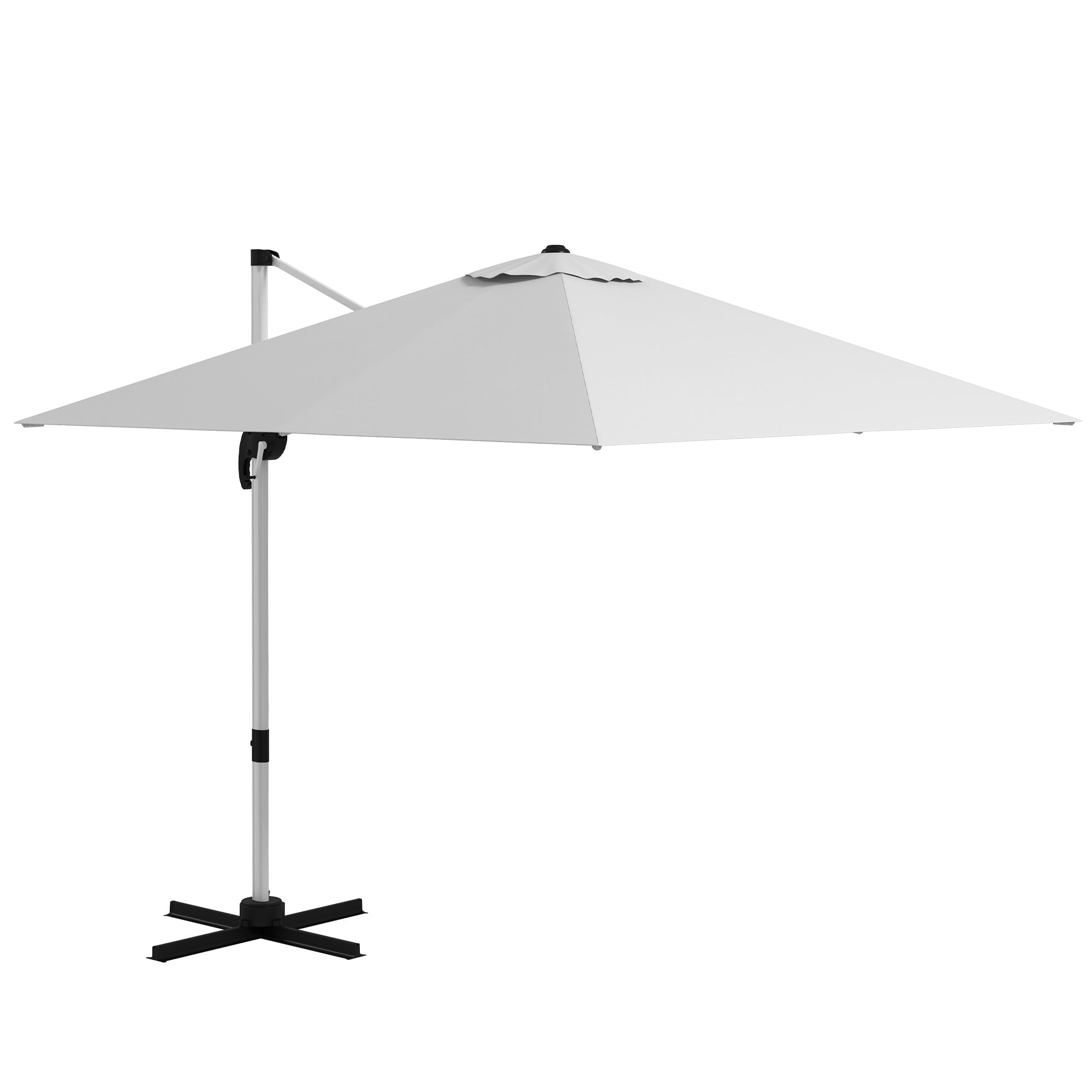 Outsunny Square Cantilever Garden Parasol, with Five-Position Canopy - White 