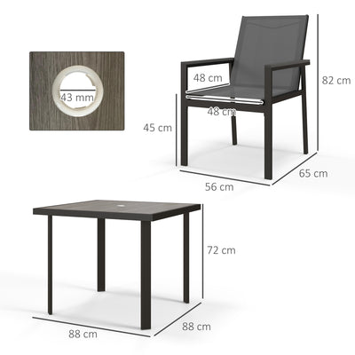 Outsunny Five-Piece Metal Dining Set, with Glass-Top Table - Grey 
