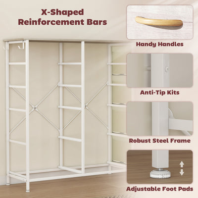 HOMCOM Chest of Ten Fabric Drawers - Natural Wood Finish 