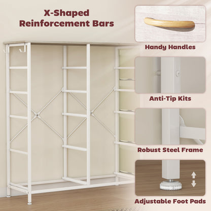 HOMCOM Chest of Ten Fabric Drawers - Natural Wood Finish