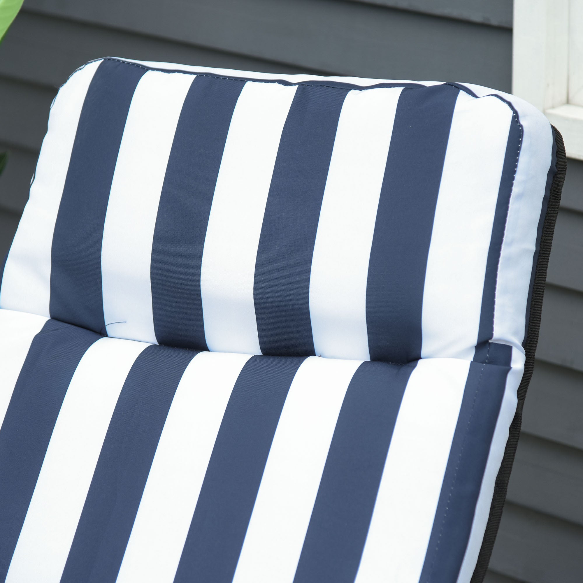 Outsunny 2Pc Folding Sun Loungers Set-Blue/White 