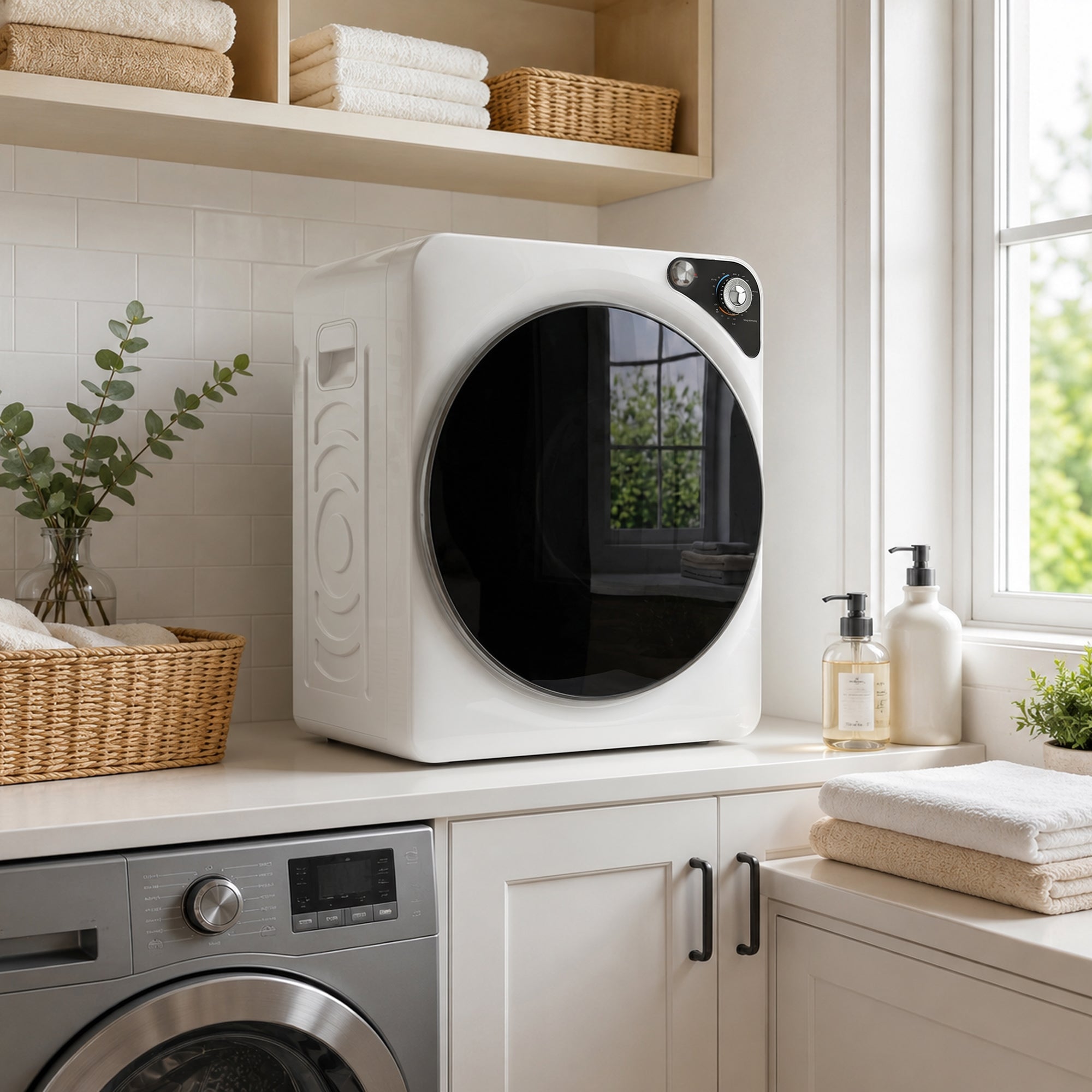 HOMCOM 5kg Vented Tumble Dryer, 1000W Compact Tumble Dryer with 5 Drying Modes, Stainless Steel Tub, White