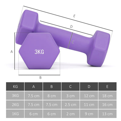 SPORTNOW Dumbbells Set with Storage Rack, 2 x 1kg, 2 x 2kg, 2 x 3kg, Pink 