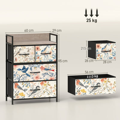 HOMCOM 4-Drawer Chest of Drawers - White 