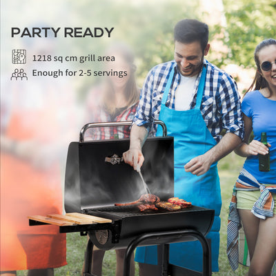 Outsunny Charcoal BBQ, with Thermometer, Shelves and Wheels 