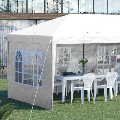 Outsunny 3 x 6m Pop Up Gazebo, Height Adjustable Marquee Party Tent with Sidewalls and Storage Bag, White 