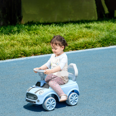 AIYAPLAY Foot To Floor Ride On Car Sliding Car w/ Air Horn, Anti-Over-Backwards, 18 to 36 Months - Light Blue 