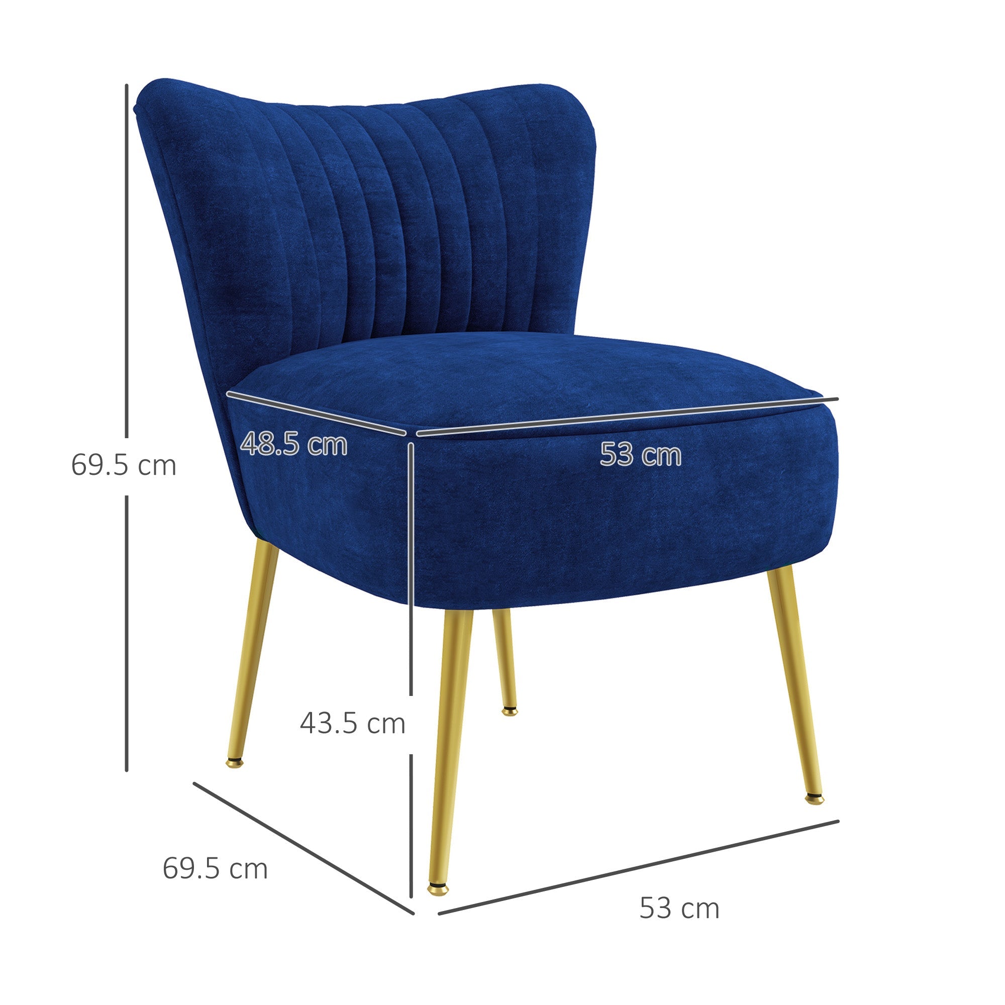 HOMCOM Velvet-Feel Tub Accent Chair - Dark Blue 