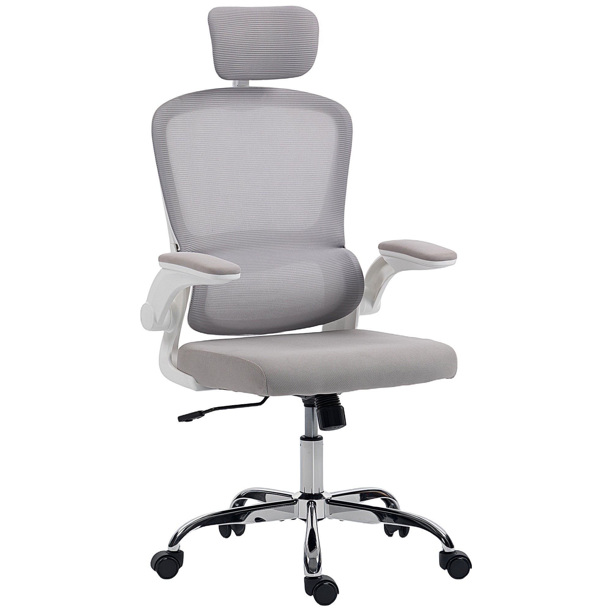 HOMCOM Mesh Back Office Chair, with Lumbar Support - Grey 