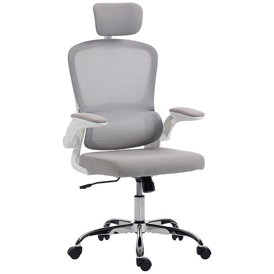 HOMCOM Mesh Back Office Chair, with Lumbar Support - Grey 