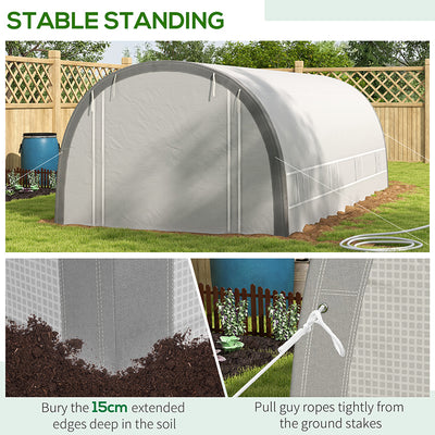 Outsunny 6 x 3(m) Polytunnel Greenhouse with Upgraded Structure, Mesh Door and Windows, 15 Plant Labels, White 