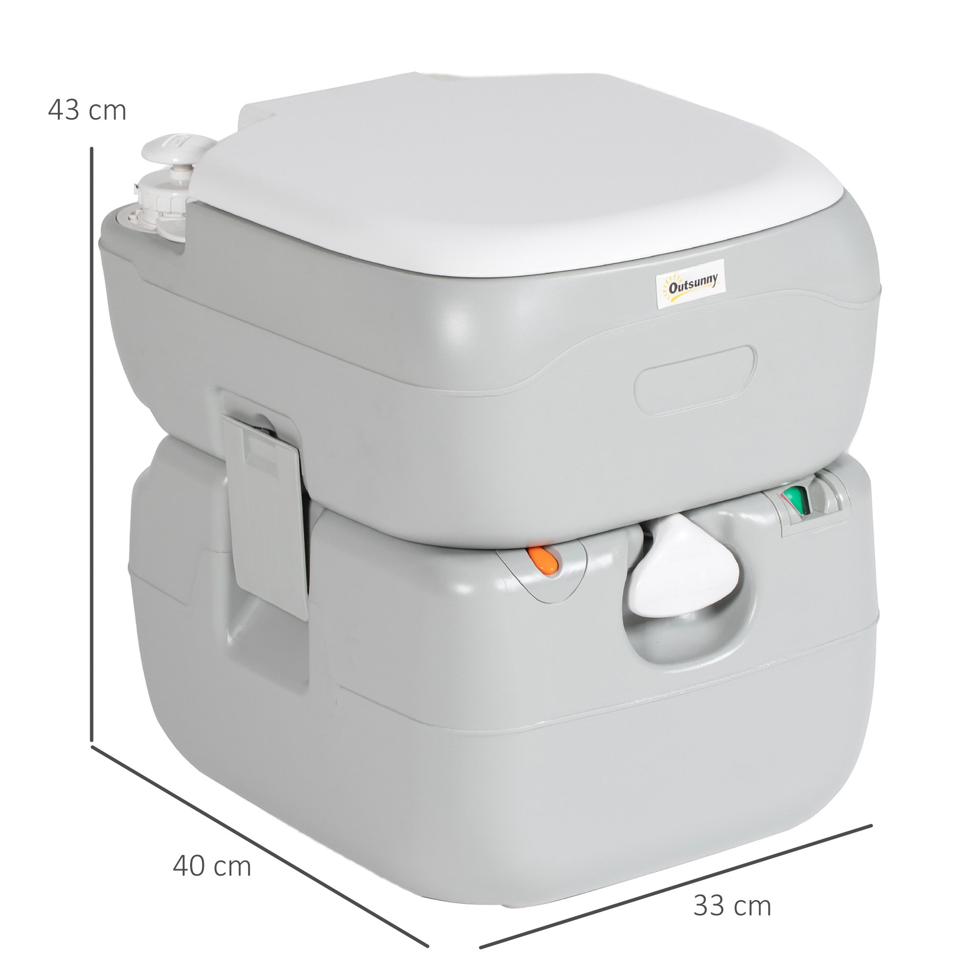 Outsunny Portable Toilet for Adults, 22L Camping Toilet with Seat, Lid and Anti-Leak Handle Pump, Outdoor Travel Toilet with Detachable Tanks for Camping, Boating, Hiking, Travel, RV, Grey 