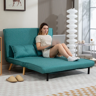 HOMCOM Two-Seater Linen-Look Sofa Bed - Green 