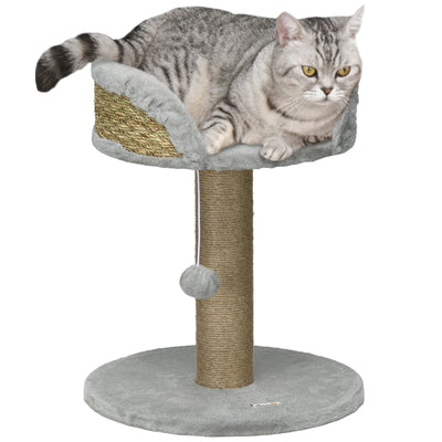 PawHut Cat Tree Tower with Scratching Posts, Grey 