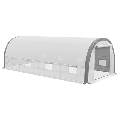 Outsunny 6 x 3(m) Polytunnel Greenhouse with Upgraded Structure, Mesh Door and Windows, 15 Plant Labels, White 