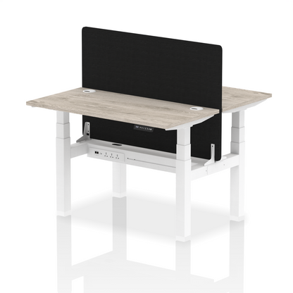 Air Back-to-Back Slimline Height Adjustable Bench Desk - 2 Person with Black Straight Screen