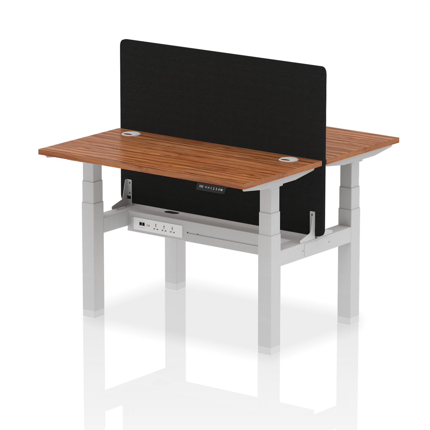 Air Back-to-Back Slimline Height Adjustable Bench Desk - 2 Person with Black Straight Screen