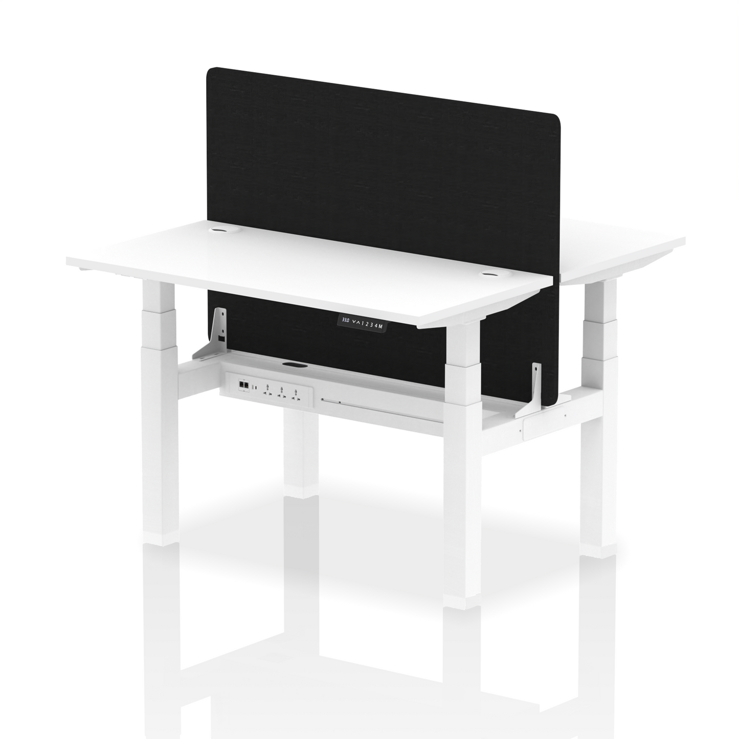 Air Back-to-Back Slimline Height Adjustable Bench Desk - 2 Person with Black Straight Screen