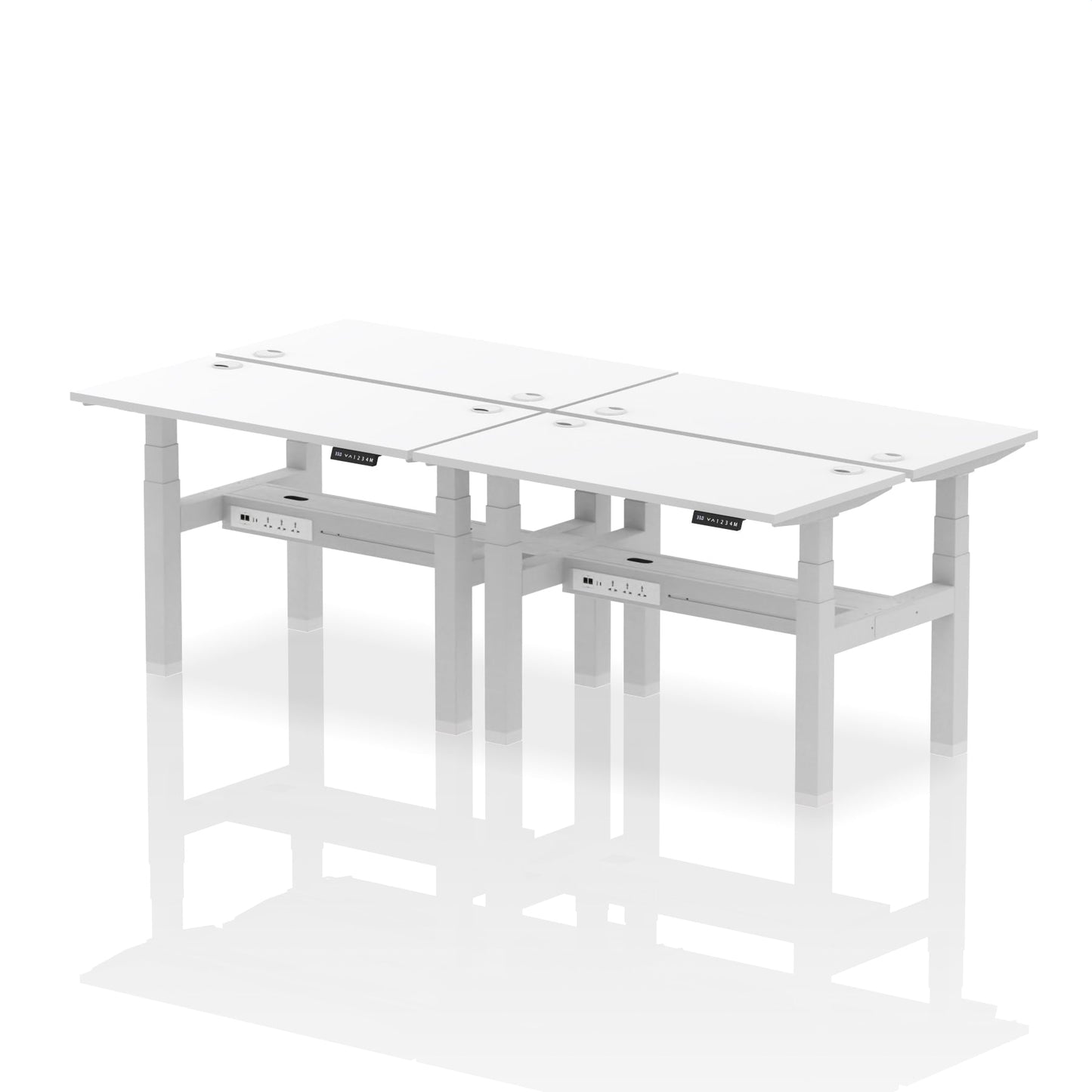 Air Back-to-Back Slimline Height Adjustable Bench Desk - 4 Person