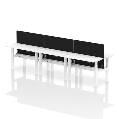 Air Back-to-Back Slimline Height Adjustable Bench Desk - 6 Person with Black Straight Screen