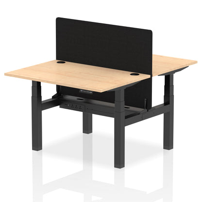 Air Back-to-Back Height Adjustable Bench Desk - 2 Person with Black Straight Screen