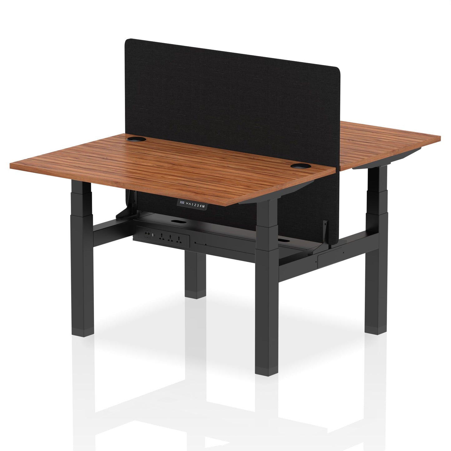 Air Back-to-Back Height Adjustable Bench Desk - 2 Person with Black Straight Screen