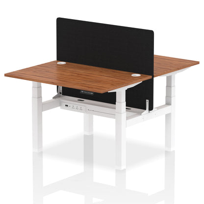 Air Back-to-Back Height Adjustable Bench Desk - 2 Person with Black Straight Screen