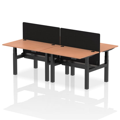 Air Back-to-Back Height Adjustable Bench Desk - 4 Person with Black Straight Screen