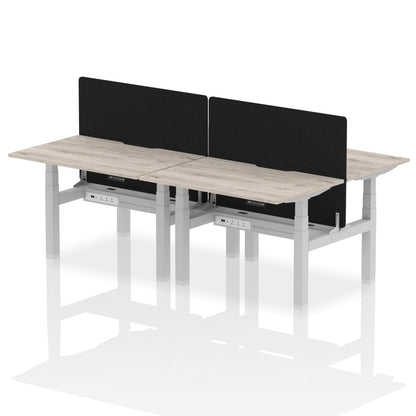 Air Back-to-Back Scalloped Edge Height Adjustable Bench Desk - 4 Person with Black Straight Screen