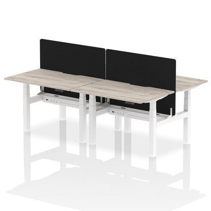 Air Back-to-Back Scalloped Edge Height Adjustable Bench Desk - 4 Person with Black Straight Screen