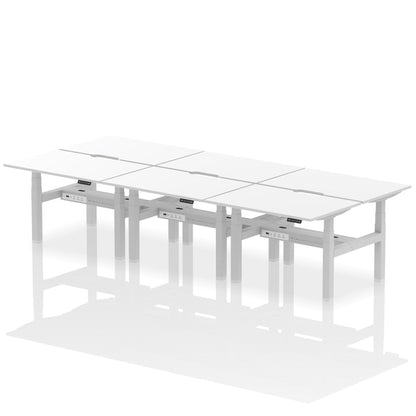 Air Back-to-Back Scalloped Edge Height Adjustable Bench Desk - 6 Person