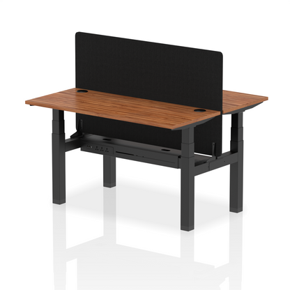 Air Back-to-Back Slimline Height Adjustable Bench Desk - 2 Person with Black Straight Screen